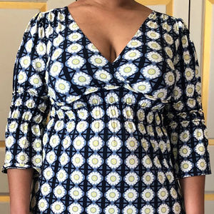 Max Edition Blue & White Floral Long Sleeve Dress